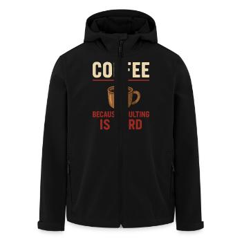 Coffee lovers: Adulting is hard - Men’s Recycled Softshell Jacket by Stanley/Stella - black - Front - AI Model Male 185 light (185cm)
