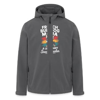 Maman bouledogue français, marchande de snacks légendaire - Veste softshell homme en polyester recyclé Stanley/Stella - charbon - Devant - AI Model Male 185 light (185cm)