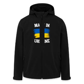 Made in Ukraine - Men’s Recycled Softshell Jacket by Stanley/Stella - black - Front - AI Model Male 185 light (185cm)