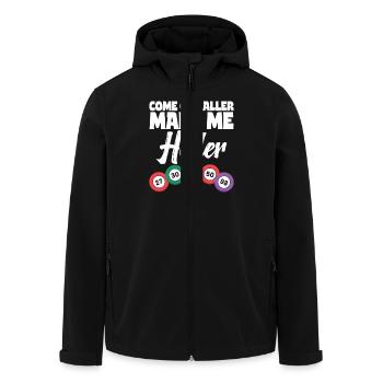 Bingoparty Lustiges Bingokugeln Design Bingoglück - Recycelte Männer Softshell-Jacke von Stanley/Stella - Schwarz - Vorne - AI Model Male 185 light (185cm)