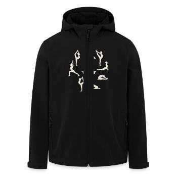 Yoga Posen Silhouetten Meditation - Recycelte Männer Softshell-Jacke von Stanley/Stella - Schwarz - Vorne - AI Model Male 185 light (185cm)