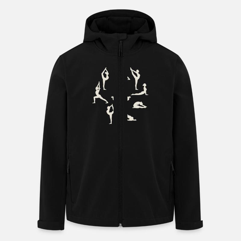 Yoga Poses Silhouettes Méditation - Veste softshell homme en polyester recyclé Stanley/Stella - noir