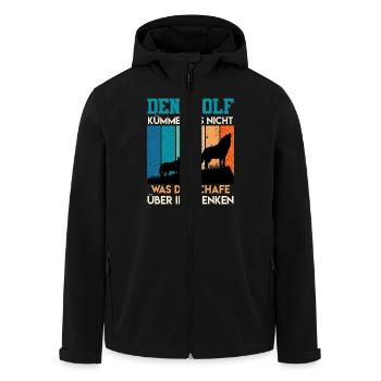 Wolf Spirit WOLF KÜMMERTS NICHT WAS SCHAFE DENKEN - Recycelte Männer Softshell-Jacke von Stanley/Stella - Schwarz - Vorne - AI Model Male 185 light (185cm)