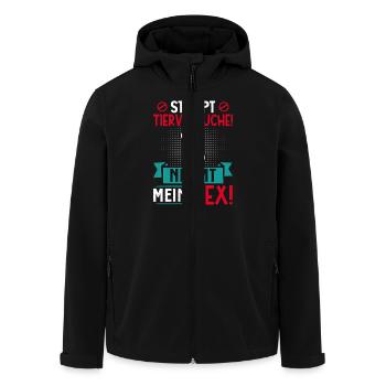 Tierschutz STOPPT TIERVERSUCHE NEHMT MEINEN EX - Recycelte Männer Softshell-Jacke von Stanley/Stella - Schwarz - Vorne - AI Model Male 185 light (185cm)