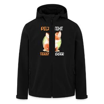 Tierschutz PELZ STEHT TIEREN BESSER Lustig - Recycelte Männer Softshell-Jacke von Stanley/Stella - Schwarz - Vorne - AI Model Male 185 light (185cm)