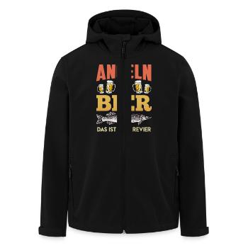 ANGELN UND BIER DAS IST MEIN REVIER Lustiges - Recycelte Männer Softshell-Jacke von Stanley/Stella - Schwarz - Vorne - AI Model Male 185 light (185cm)
