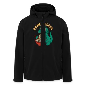 Lustiger Dinosaurier der Ramen Nudeln isst - Recycelte Männer Softshell-Jacke von Stanley/Stella - Schwarz - Vorne - AI Model Male 185 light (185cm)