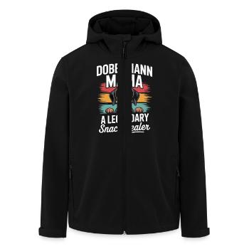 Dobermann Mama, Legendärer Snack-Dealer - Recycelte Männer Softshell-Jacke von Stanley/Stella - Schwarz - Vorne - AI Model Male 185 light (185cm)