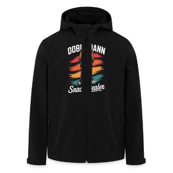 Dobermann Mama, Legendärer Snack-Dealer - Recycelte Männer Softshell-Jacke von Stanley/Stella - Schwarz - Vorne - AI Model Male 185 light (185cm)