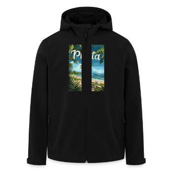 Tropical Punta Cana Beach Palmiers paradisiaques - Veste softshell homme en polyester recyclé Stanley/Stella - noir - Devant - AI Model Male 185 light (185cm)
