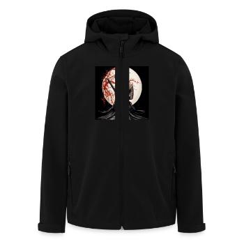 Geisha devant la pleine lune avec décoration de fleurs de cerisier - Veste softshell homme en polyester recyclé Stanley/Stella - noir - Devant - AI Model Male 185 light (185cm)