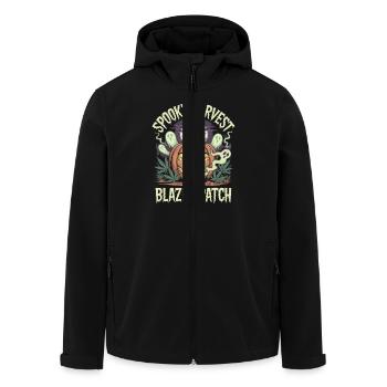 Lustiger Cannabis Pumpkin - Recycelte Männer Softshell-Jacke von Stanley/Stella - Schwarz - Vorne - AI Model Male 185 light (185cm)