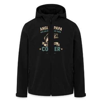 Papa pêcheur comme un papa normal, mais beaucoup plus frais - Veste softshell homme en polyester recyclé Stanley/Stella - noir - Devant - AI Model Male 185 light (185cm)