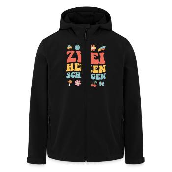 Werdende Mutter ZWEI HERZEN SCHLAGEN Lustig - Recycelte Männer Softshell-Jacke von Stanley/Stella - Schwarz - Vorne - AI Model Male 185 light (185cm)