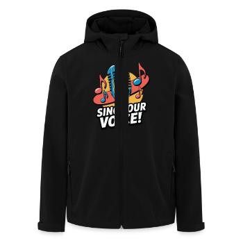 PEOPLE SINGING KARAOKE - Men’s Recycled Softshell Jacket by Stanley/Stella - black - Front - AI Model Male 185 light (185cm)