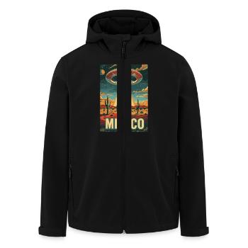 New Mexico UFO Wüste Illustration - Recycelte Männer Softshell-Jacke von Stanley/Stella - Schwarz - Vorne - AI Model Male 185 light (185cm)