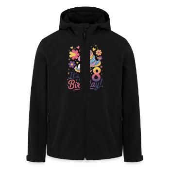 It's my 8th birthday unicorn party - Men’s Recycled Softshell Jacket by Stanley/Stella - black - Front - AI Model Male 185 light (185cm)
