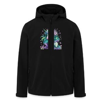 Magisches Einhorn Mit Blumenkranz Und - Recycelte Männer Softshell-Jacke von Stanley/Stella - Schwarz - Vorne - AI Model Male 185 light (185cm)