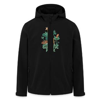 Giraffic Park Safari Abenteuer - Recycelte Männer Softshell-Jacke von Stanley/Stella - Schwarz - Vorne - AI Model Male 185 light (185cm)