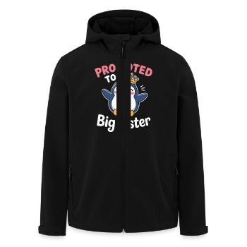 Zur großen Schwester befördert – Pinguin Design - Recycelte Männer Softshell-Jacke von Stanley/Stella - Schwarz - Vorne - AI Model Male 185 light (185cm)