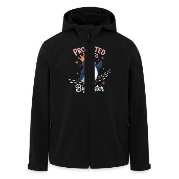 Zur großen Schwester befördert – Pinguin Design - Recycelte Männer Softshell-Jacke von Stanley/Stella - Schwarz - Vorne - AI Model Male 185 light (185cm)