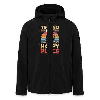 Techno My Happy Place Music Lover DJ Headphones - Men’s Recycled Softshell Jacket by Stanley/Stella - black - Front - AI Model Male 185 light (185cm)