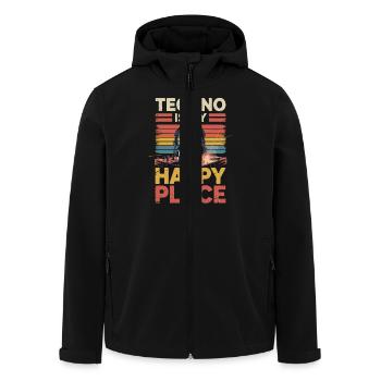 Techno My Happy Place Music Lover DJ Headphones - Men’s Recycled Softshell Jacket by Stanley/Stella - black - Front - AI Model Male 185 light (185cm)