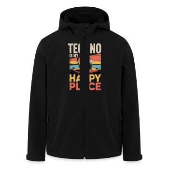 Techno My Happy Place Music Lover DJ Headphones - Men’s Recycled Softshell Jacket by Stanley/Stella - black - Front - AI Model Male 185 light (185cm)
