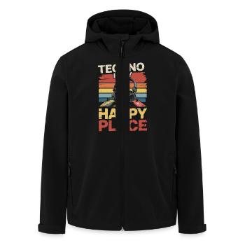 Techno My Happy Place Music Lover DJ Headphones - Men’s Recycled Softshell Jacket by Stanley/Stella - black - Front - AI Model Male 185 light (185cm)