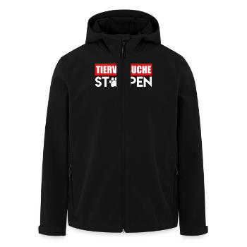 Tierschutz TIRVERSUCHE STAPPEN LUSTIG - Recycelte Männer Softshell-Jacke von Stanley/Stella - Schwarz - Vorne - AI Model Male 185 light (185cm)