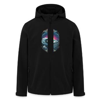 Vagues fascinantes et lever de soleil dans le - Veste softshell homme en polyester recyclé Stanley/Stella - noir - Devant - AI Model Male 185 light (185cm)