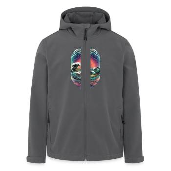 Wellen Und Sonnenaufgang Kunstwerk - Recycelte Männer Softshell-Jacke von Stanley/Stella - Anthrazit - Vorne - AI Model Male 185 light (185cm)