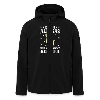 Alpaka Fan MAG ALPAKAS UND VIELLEICHT 3 MENSCHEN - Recycelte Männer Softshell-Jacke von Stanley/Stella - Schwarz - Vorne - AI Model Male 185 light (185cm)