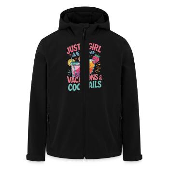Juste une fille qui aime les vacances et les cocktails - Veste softshell homme en polyester recyclé Stanley/Stella - noir - Devant - AI Model Male 185 light (185cm)