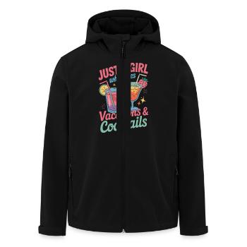 Juste une fille qui aime les vacances et les cocktails - Veste softshell homme en polyester recyclé Stanley/Stella - noir - Devant - AI Model Male 185 light (185cm)