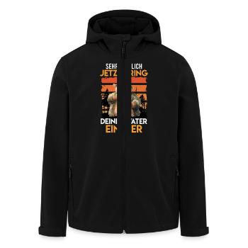 Väter SEHR NIEDLICH JETZT BRING DEINEM VATER BIER - Recycelte Männer Softshell-Jacke von Stanley/Stella - Schwarz - Vorne - AI Model Male 185 light (185cm)