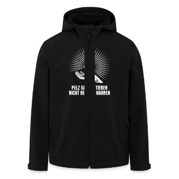 Tierschutz PELZ GEHÖRT TIEREN NICHT NARREN - Recycelte Männer Softshell-Jacke von Stanley/Stella - Schwarz - Vorne - AI Model Male 185 light (185cm)
