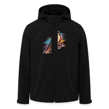 Faucon coloré sur branche avec fond coloré - Veste softshell homme en polyester recyclé Stanley/Stella - noir - Devant - AI Model Male 185 light (185cm)