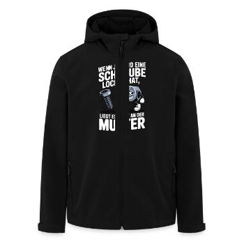 Wenn jemand eine Schraube locker hat Mutter Spruch - Recycelte Männer Softshell-Jacke von Stanley/Stella - Schwarz - Vorne - AI Model Male 185 light (185cm)