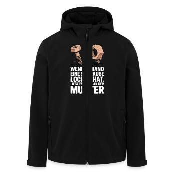 Wenn jemand eine Schraube locker hat Mutter Spruch - Recycelte Männer Softshell-Jacke von Stanley/Stella - Schwarz - Vorne - AI Model Male 185 light (185cm)