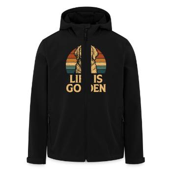Life Is Golden Hunde Vintage Retro - Recycelte Männer Softshell-Jacke von Stanley/Stella - Schwarz - Vorne - AI Model Male 185 light (185cm)