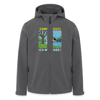 Spruch "Sommer 2025 Ich war dabei" Urlauber Urlaub - Recycelte Männer Softshell-Jacke von Stanley/Stella - Schwarz - Vorne - AI Model Male 185 light (185cm)
