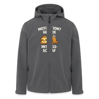 Mittagsschlaf statt Motivation – Faultier - Recycelte Männer Softshell-Jacke von Stanley/Stella - Schwarz - Vorne - AI Model Male 185 light (185cm)