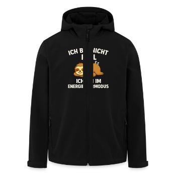 Not lazy – only in energy-saving mode - Men’s Recycled Softshell Jacket by Stanley/Stella - black - Front - AI Model Male 185 light (185cm)