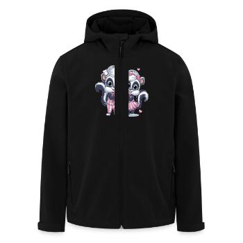 Couple de mouffettes mignon avec cœur pour la Saint-Valentin - Veste softshell homme en polyester recyclé Stanley/Stella - noir - Devant - AI Model Male 185 light (185cm)