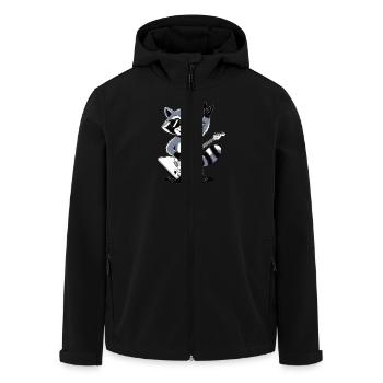Rock Raccoon – with Guitar & Rock Style - Men’s Recycled Softshell Jacket by Stanley/Stella - black - Front - AI Model Male 185 light (185cm)