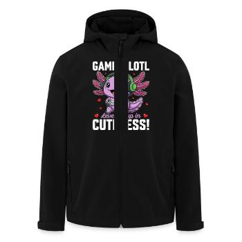 Gaming Axolotl Aufstieg in Niedlichkeit Gamesolotl - Recycelte Männer Softshell-Jacke von Stanley/Stella - Schwarz - Vorne - AI Model Male 185 light (185cm)