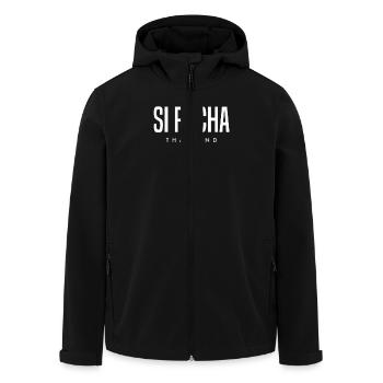 Si Racha, Thaïlande - Veste softshell homme en polyester recyclé Stanley/Stella - noir - Devant - AI Model Male 185 light (185cm)