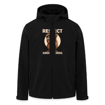 Respect The Groundhog Rodent Animal - Men’s Recycled Softshell Jacket by Stanley/Stella - black - Front - AI Model Male 185 light (185cm)