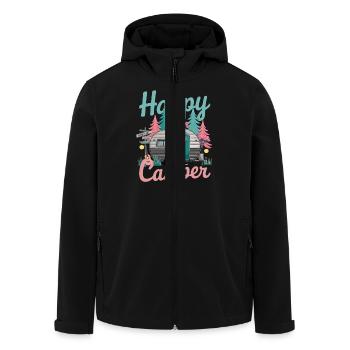 Fröhlicher Camper Wohnwagen Abenteuer Natur - Recycelte Männer Softshell-Jacke von Stanley/Stella - Schwarz - Vorne - AI Model Male 185 light (185cm)